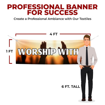 WORSHIP WITH US CHURCH LARGE BANNER