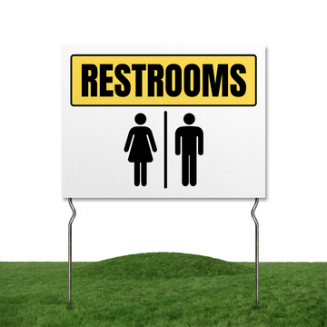 RESTROOMS YARD SIGN