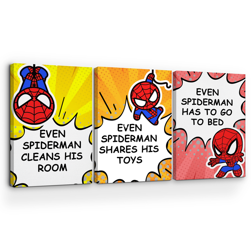 KID SPIDERMAN CARTOON CANVAS DECOR