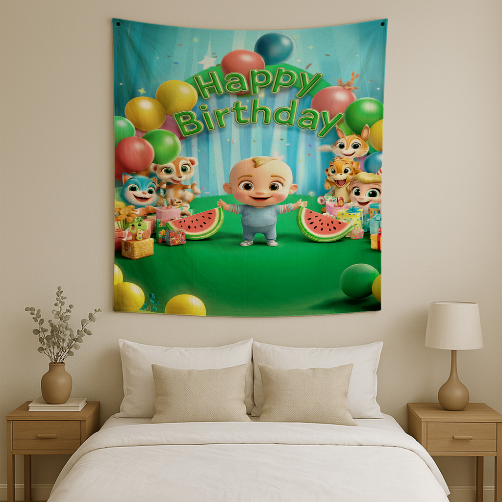 COCOMELON BIRTHDAY WALL TAPESTRY