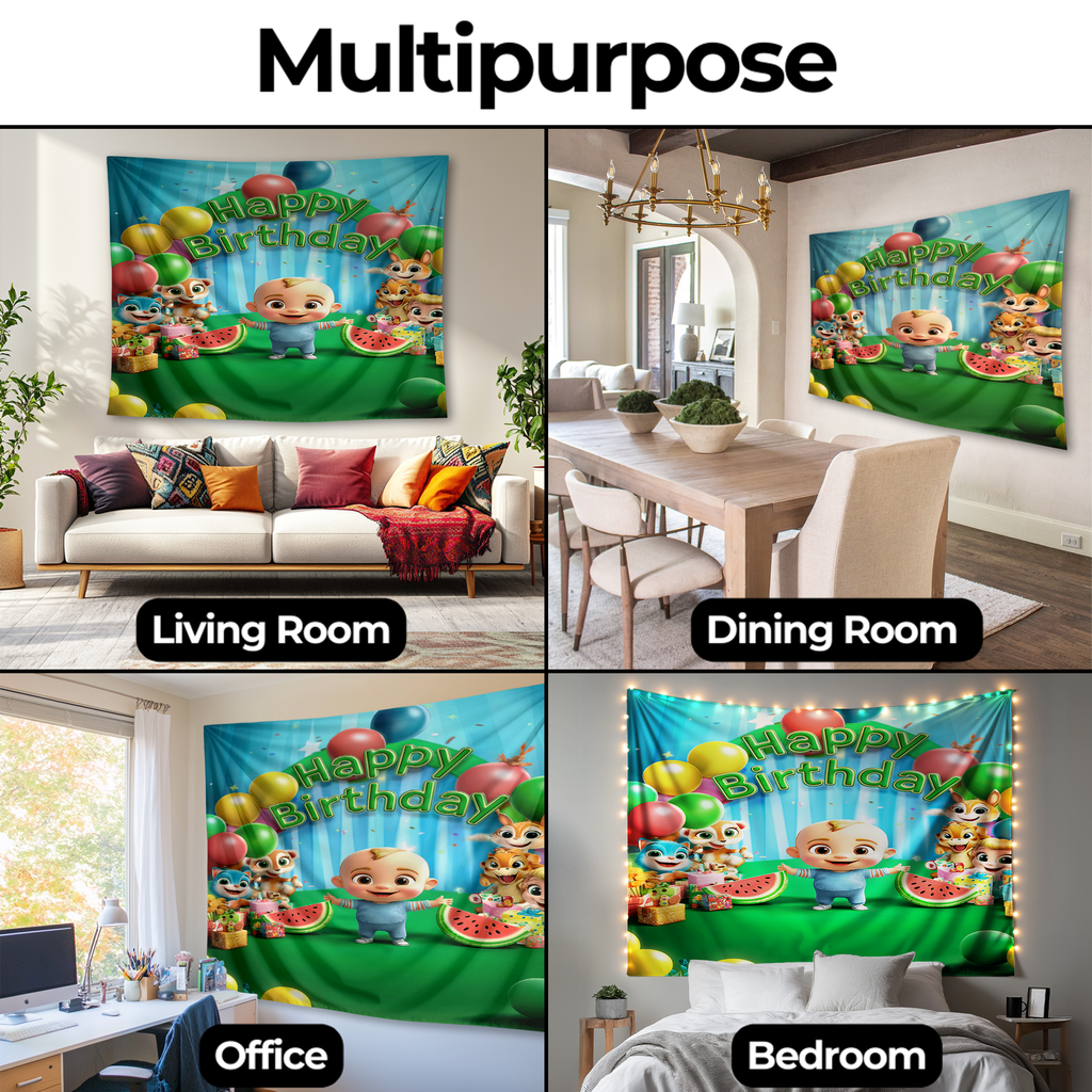 COCOMELON BIRTHDAY WALL TAPESTRY