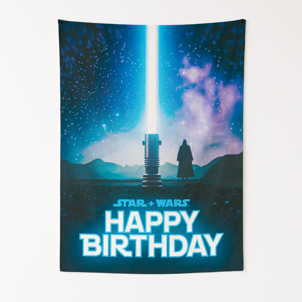 HAPPY BIRTHDAY STAR-WARS INSPIRED WALL TAPESTRY