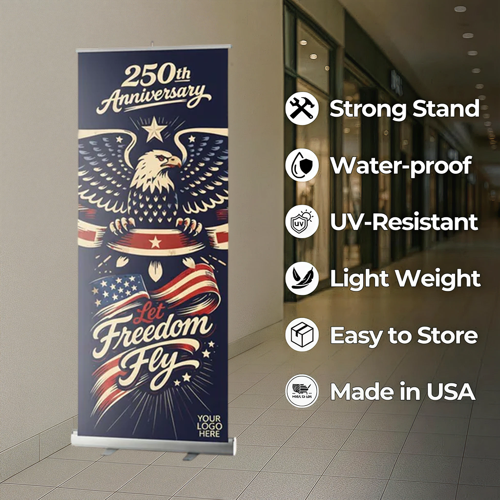 Per Design 250th 4th of July Retractable Banner Design 1