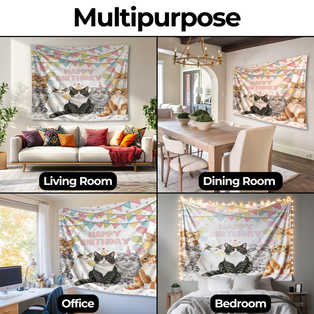 CAT BIRTHDAY WALL TAPESTRY