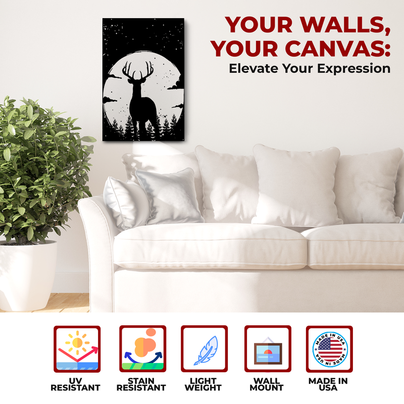 FULL MOON DEER CANVAS DECOR
