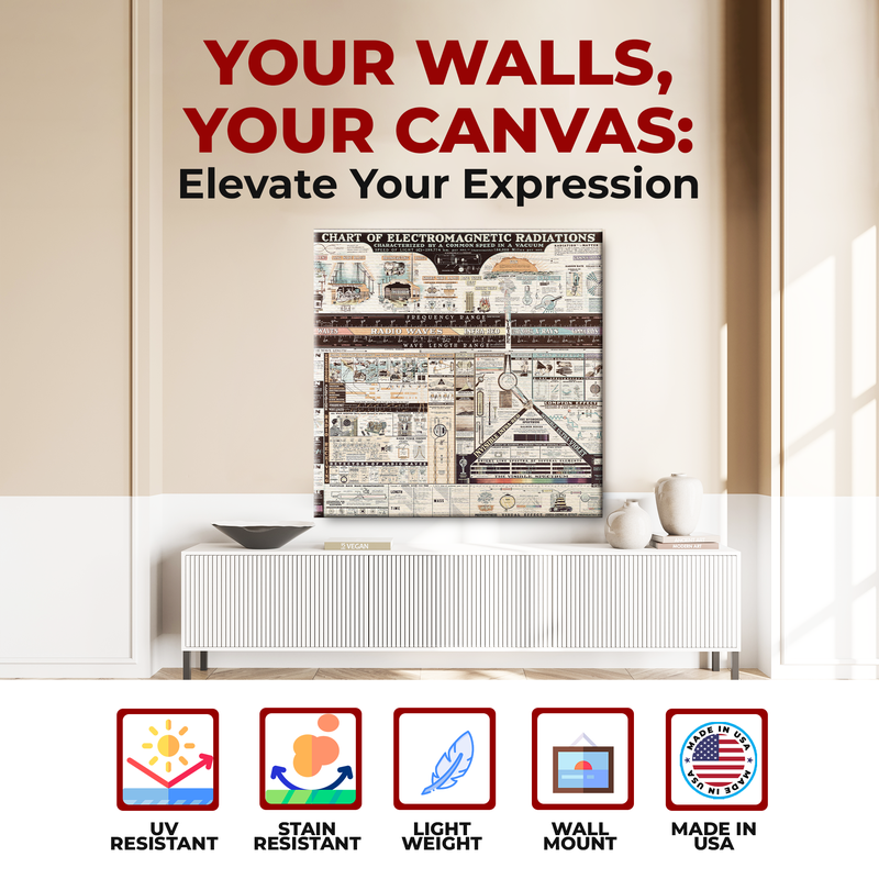 CHART OF ELECTROMAGNETIC RADIATIONS WALL CANVAS DECOR