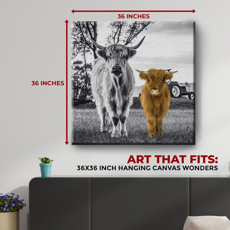 HIGHLAND COW AND CALF DECOR CANVAS