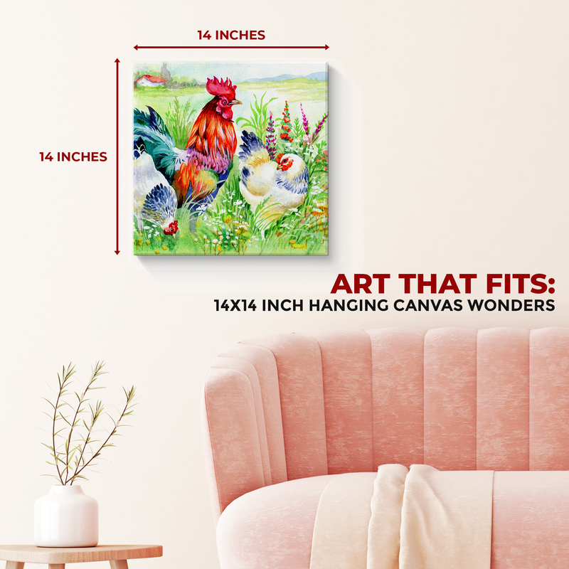 ROOSTER & HENS DECOR CANVAS