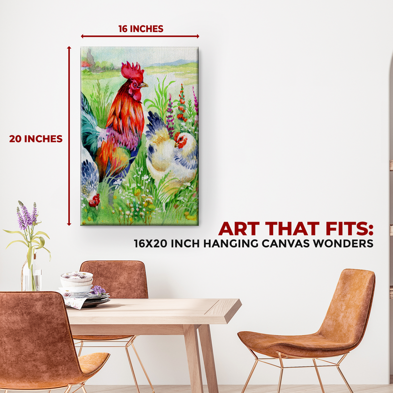 ROOSTER & HENS DECOR CANVAS