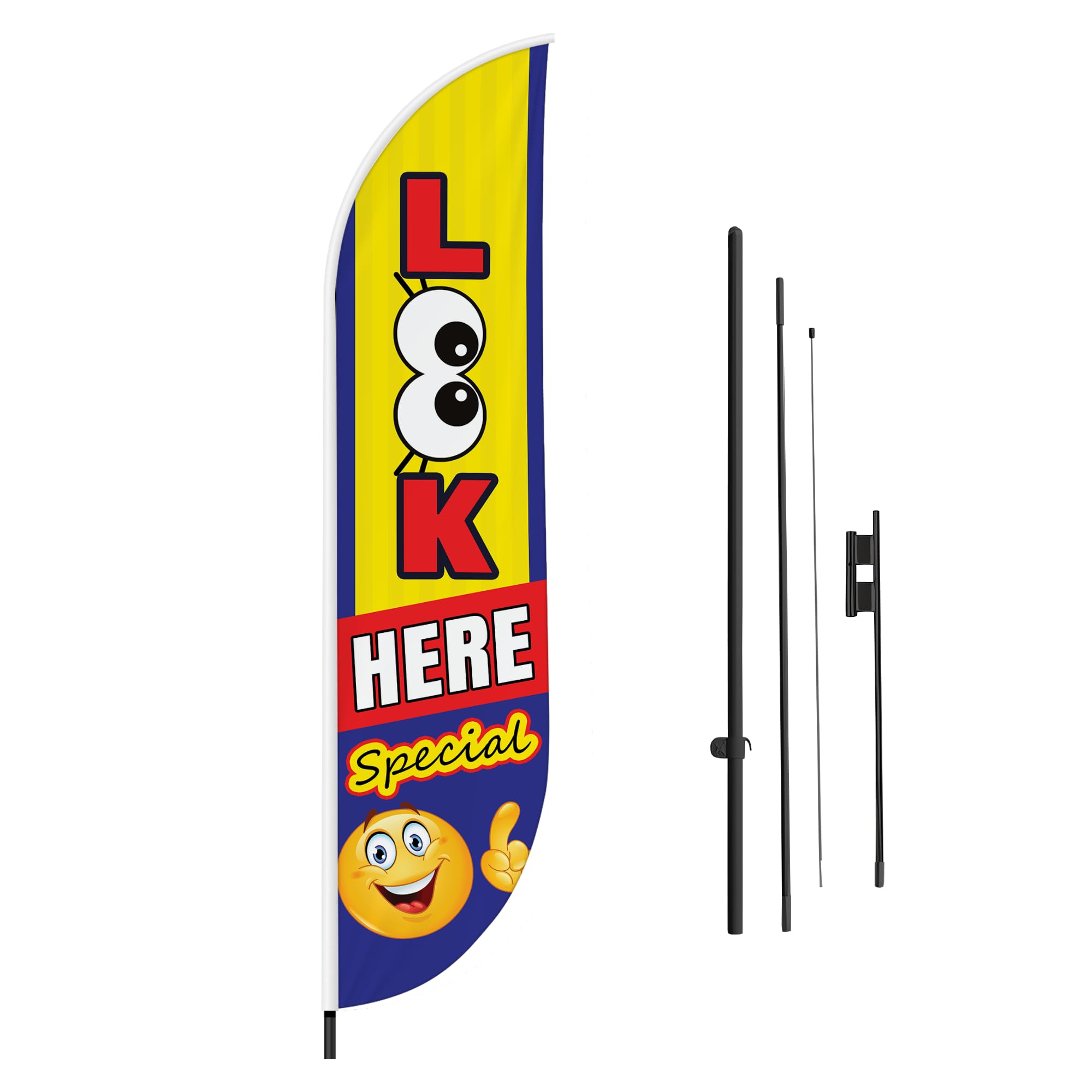 LOOK HERE FEATHER FLAG