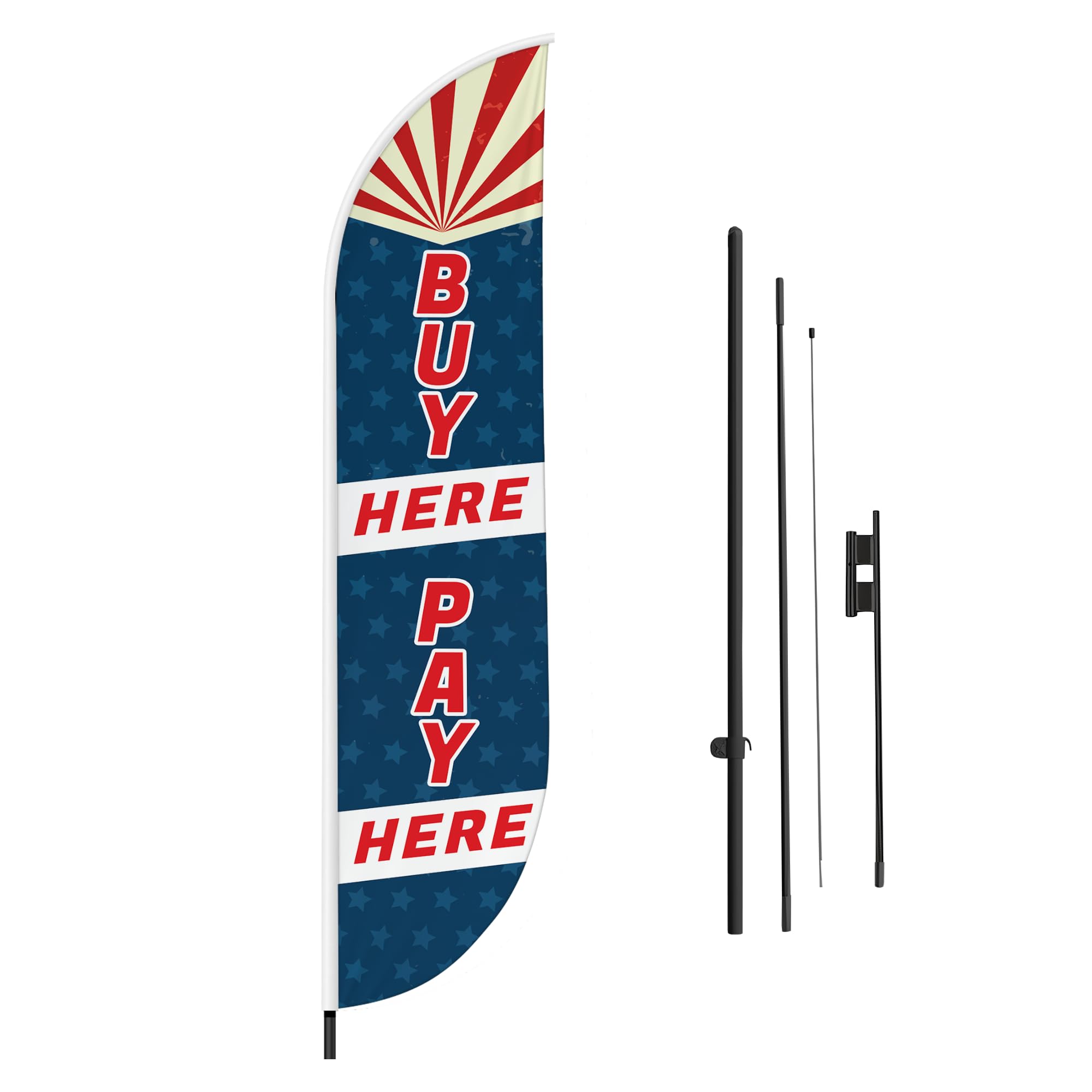 BUY HERE/ PAY HERE 1 FEATHER FLAG