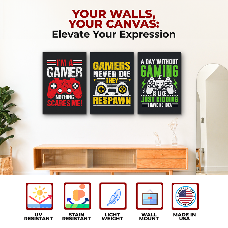GAMERS NEVER DIE CANVAS DECOR