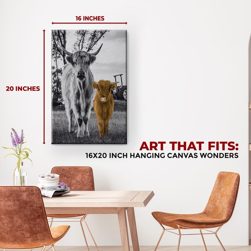 HIGHLAND COW AND CALF DECOR CANVAS