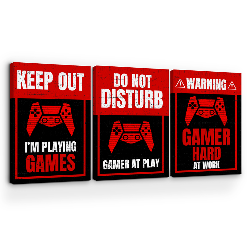KEEP OUT I'M PLAYING GAMES CANVAS DECOR