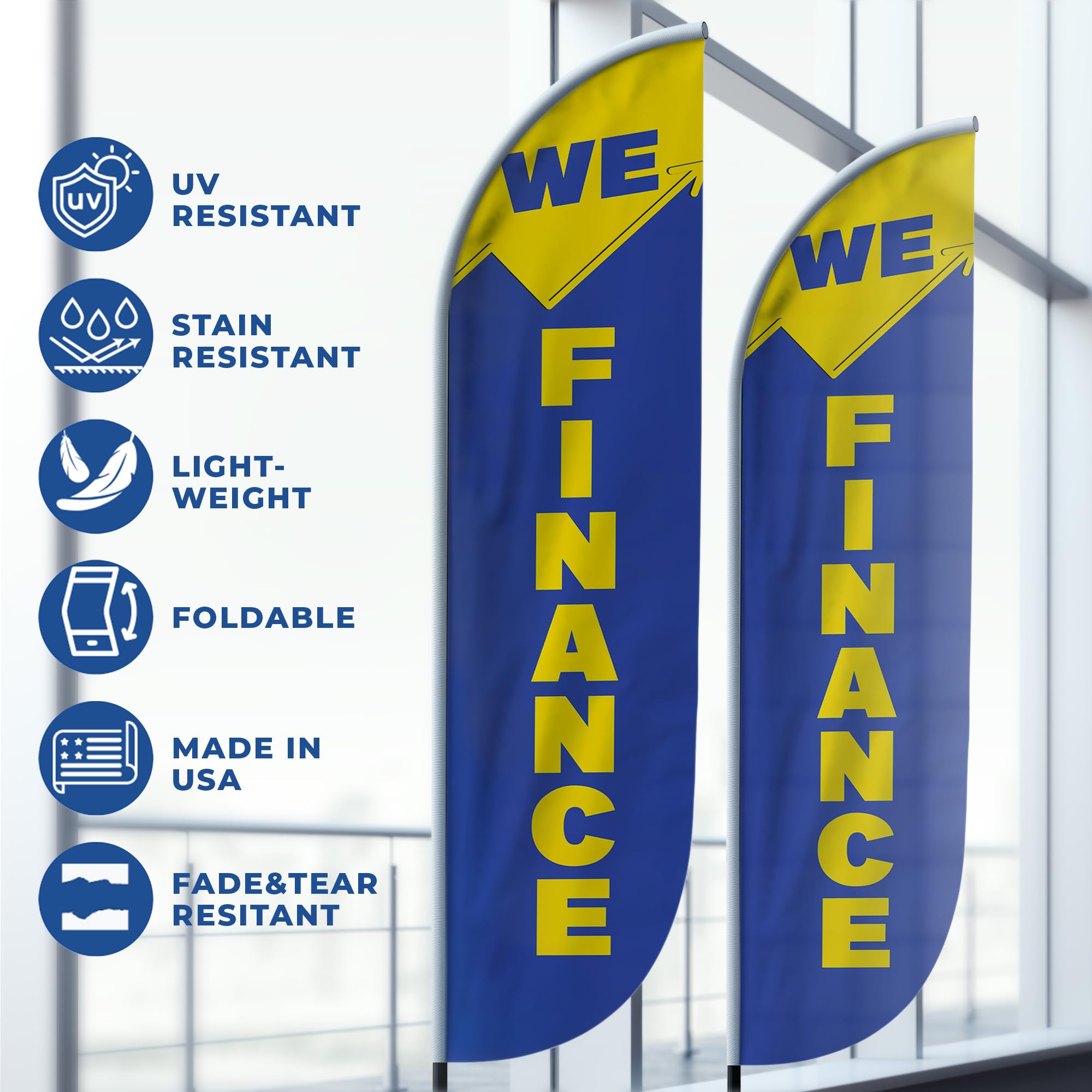 WE FINANCE FEATHER FLAG