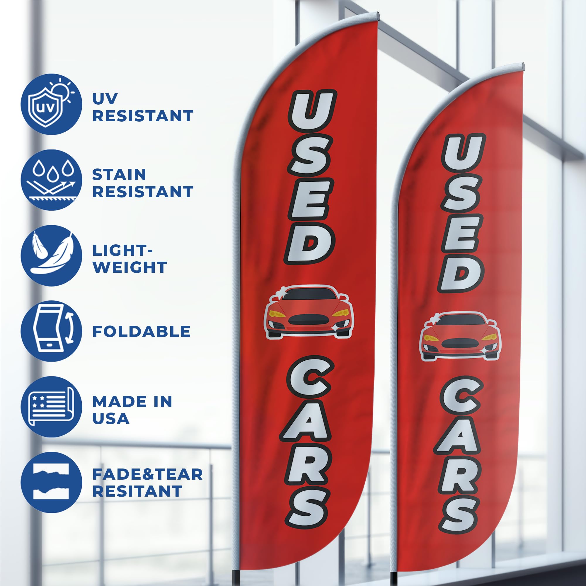 USED CARS 3 FEATHER FLAG