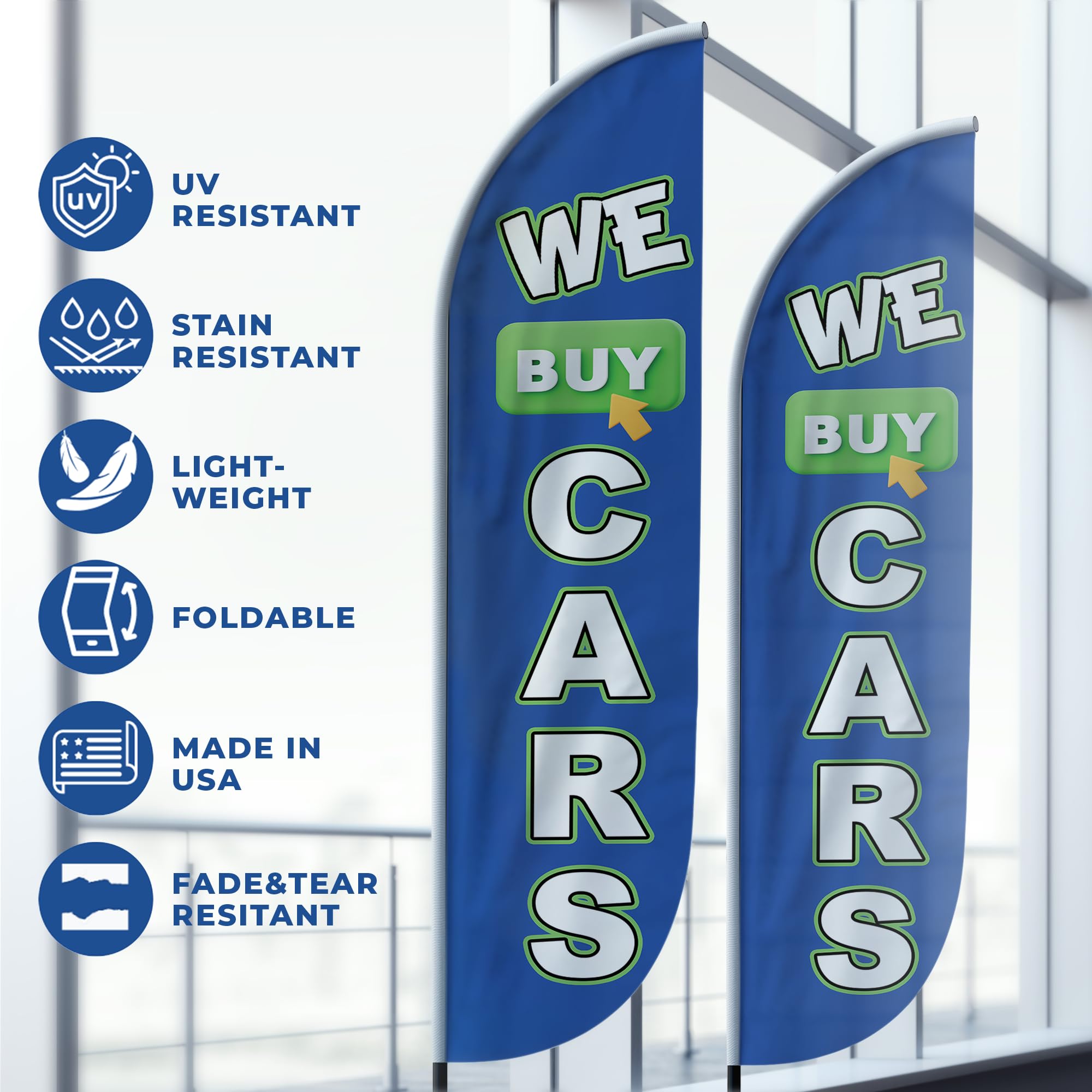WE BUY CARS FEATHER FLAG