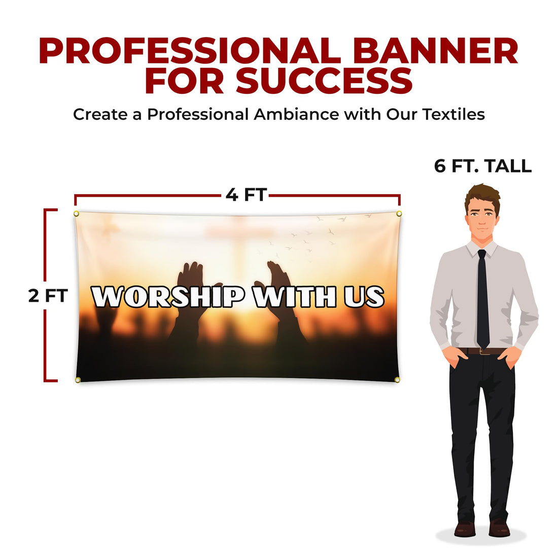 WORSHIP WITH US CHURCH LARGE BANNER