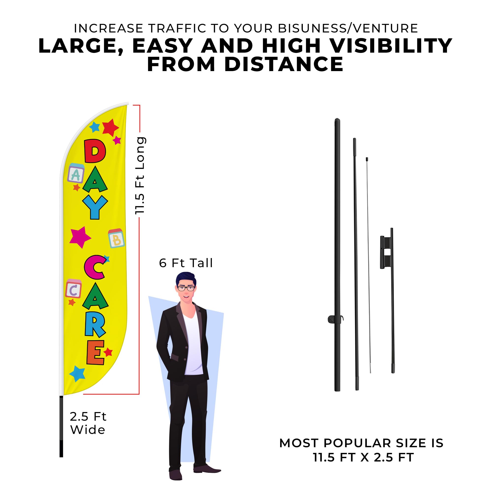 DAY CARE 2 FEATHER FLAG