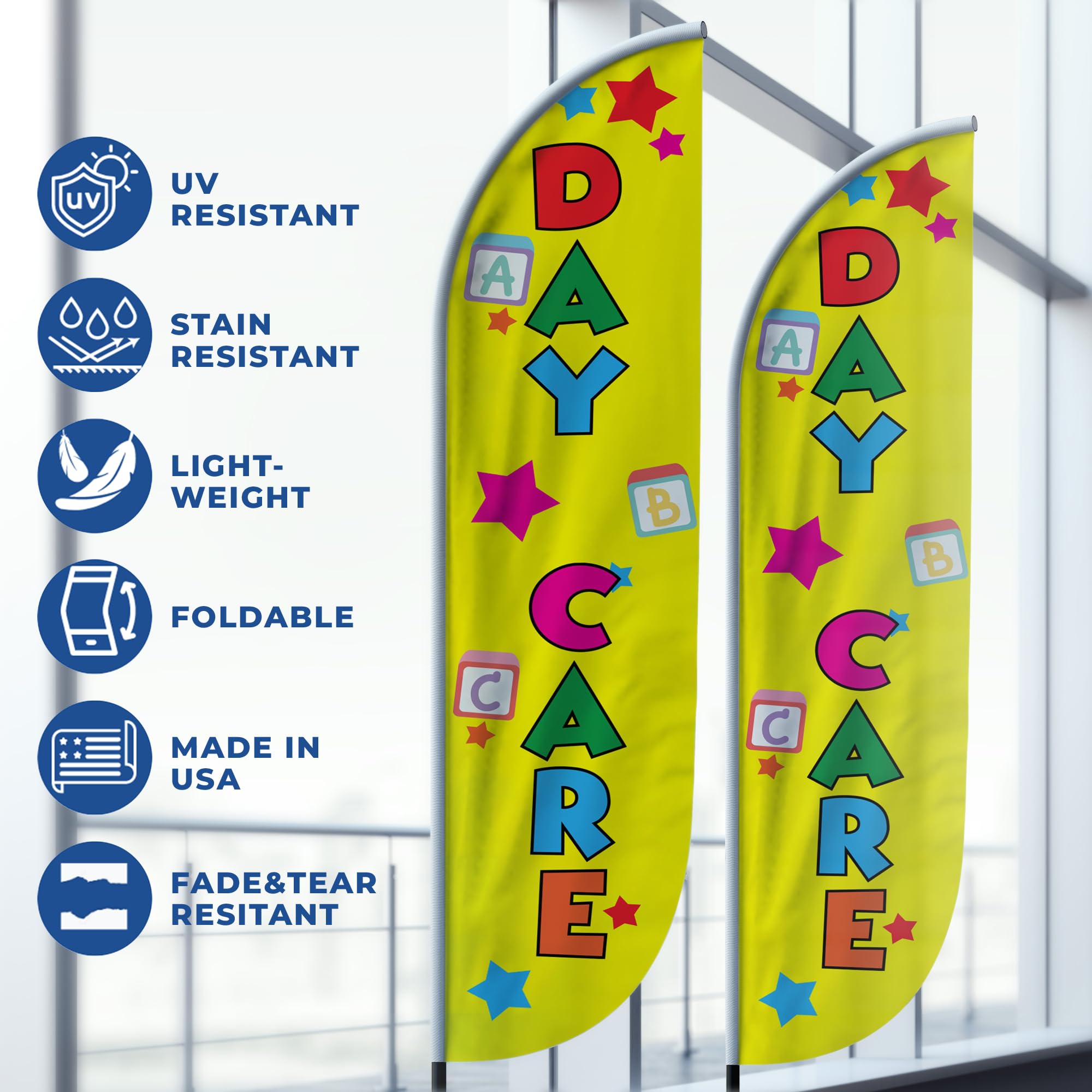 DAY CARE 2 FEATHER FLAG