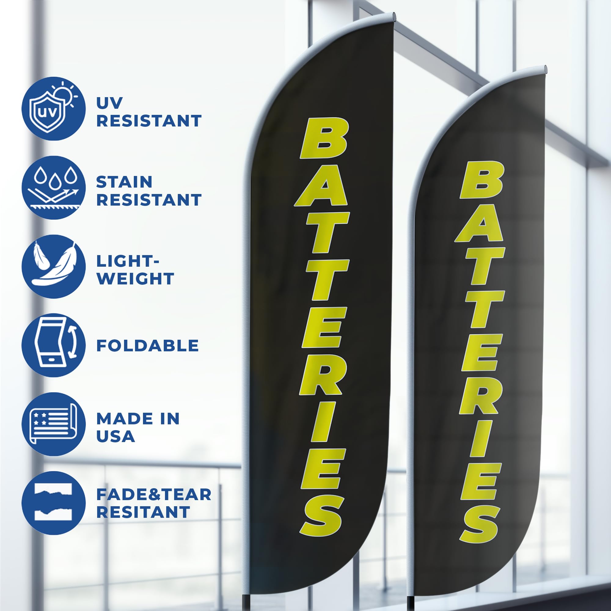 BATTERIES FEATHER FLAG