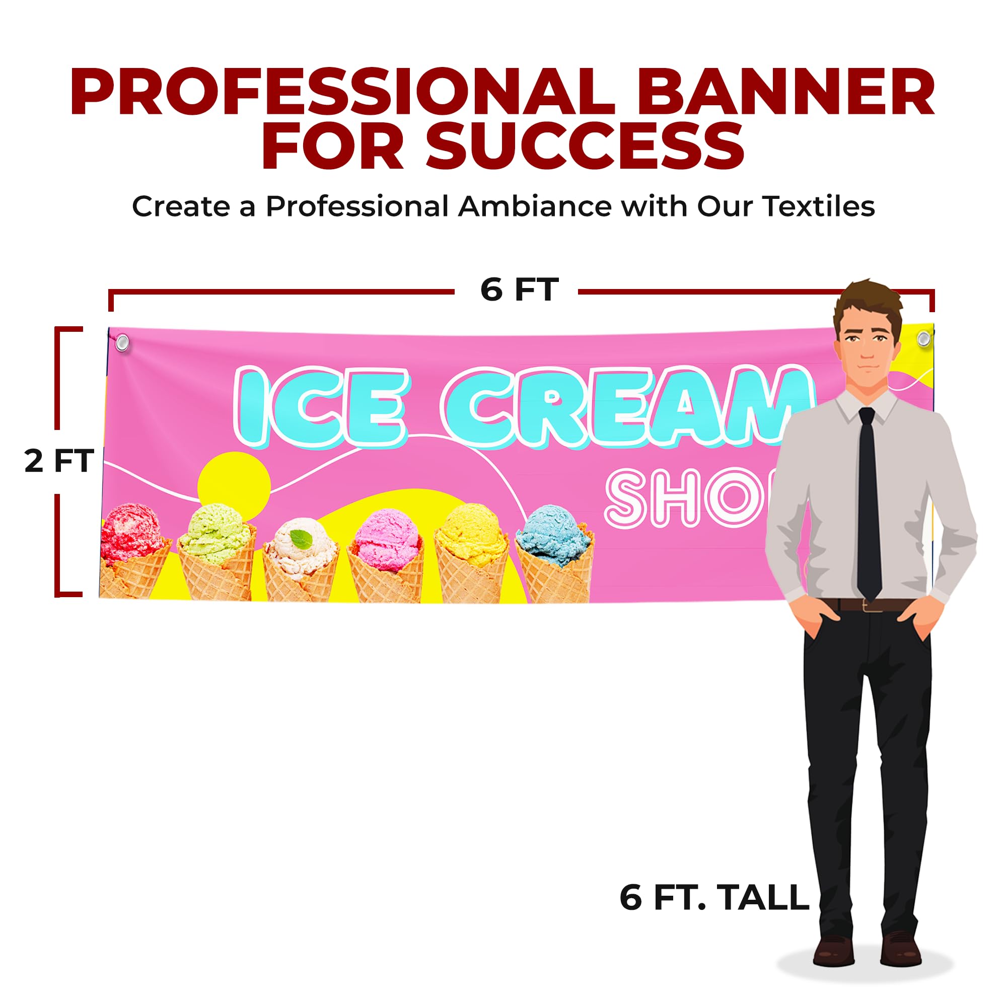 ICE CREAM SHOP LARGE BANNER