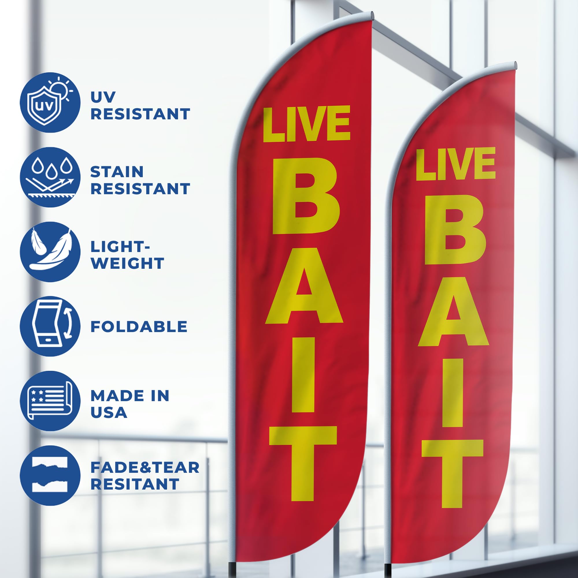 LIVE BAIT FEATHER FLAG