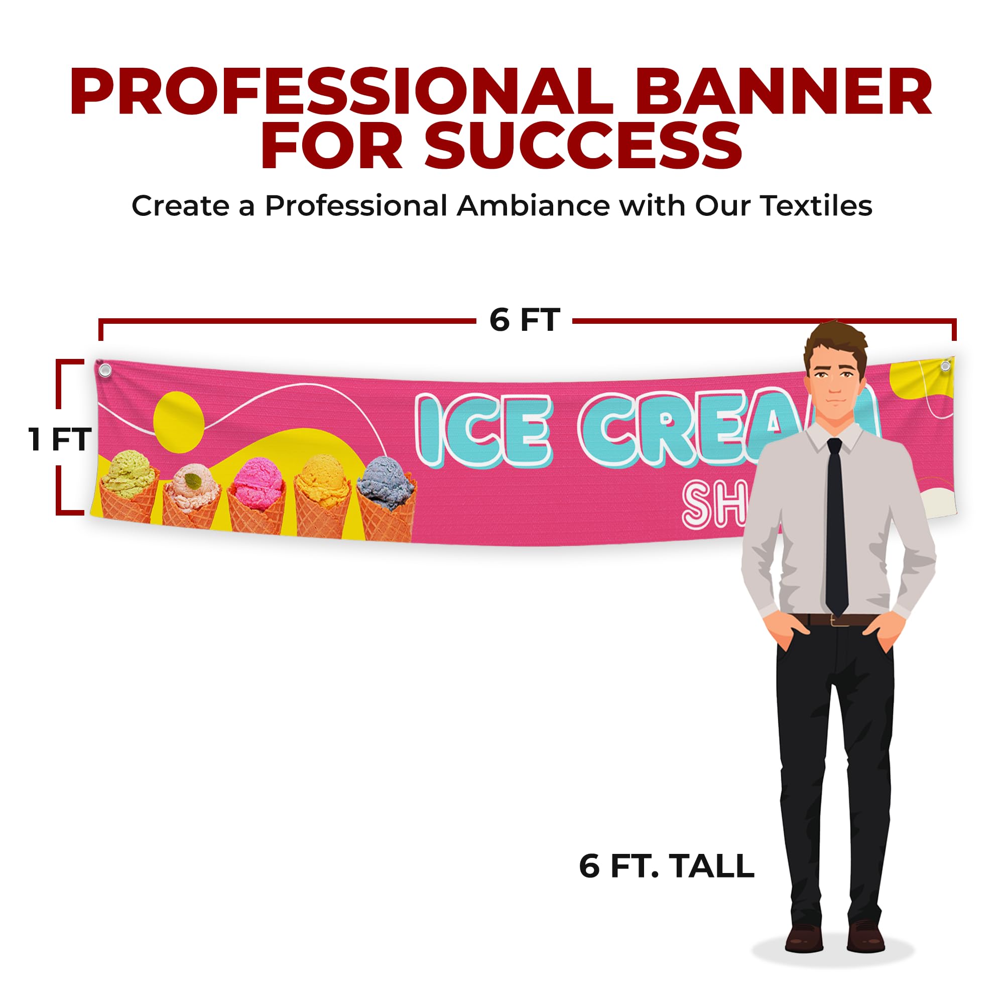 ICE CREAM SHOP LARGE BANNER