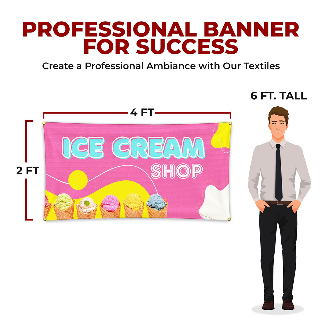 ICE CREAM SHOP LARGE BANNER