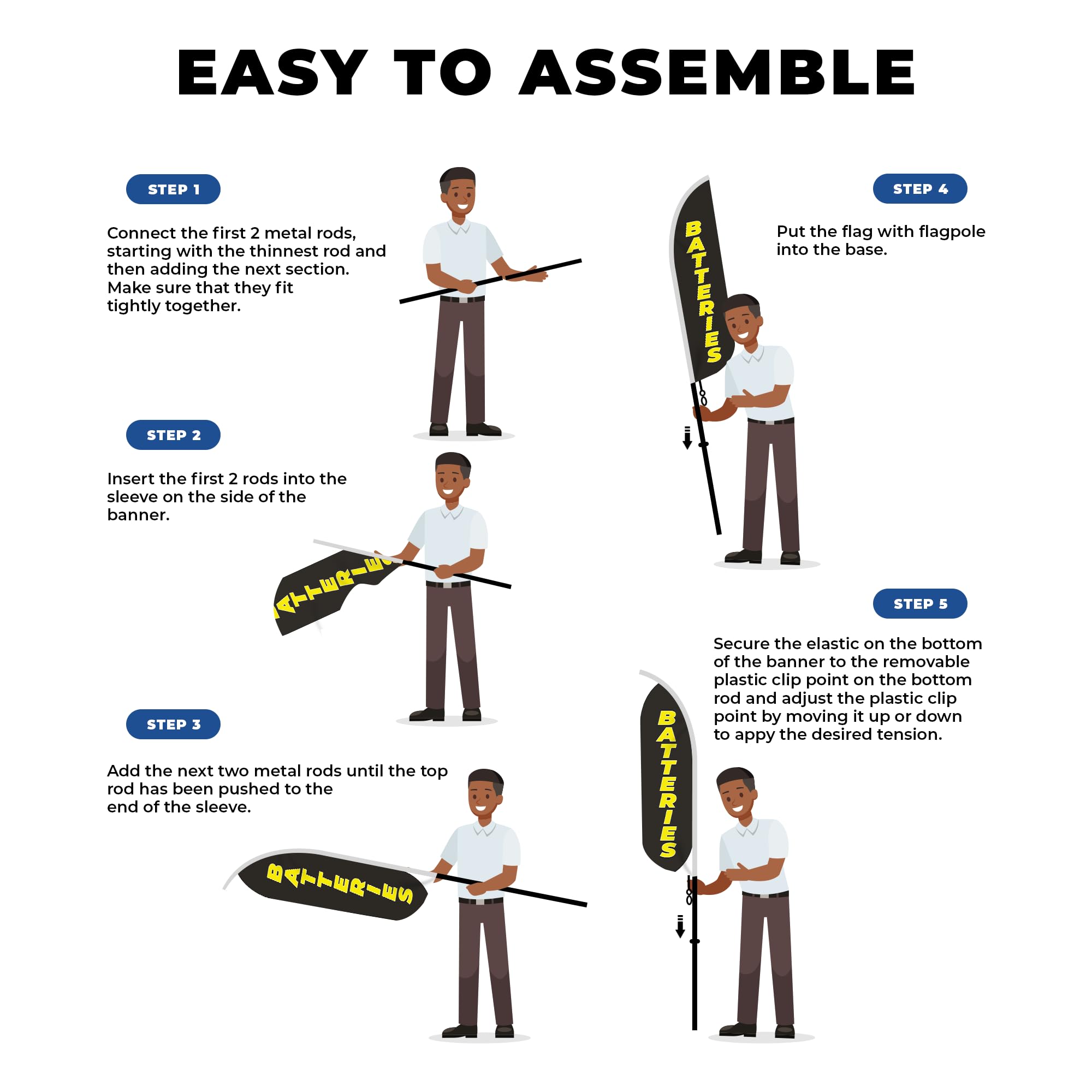 BATTERIES FEATHER FLAG