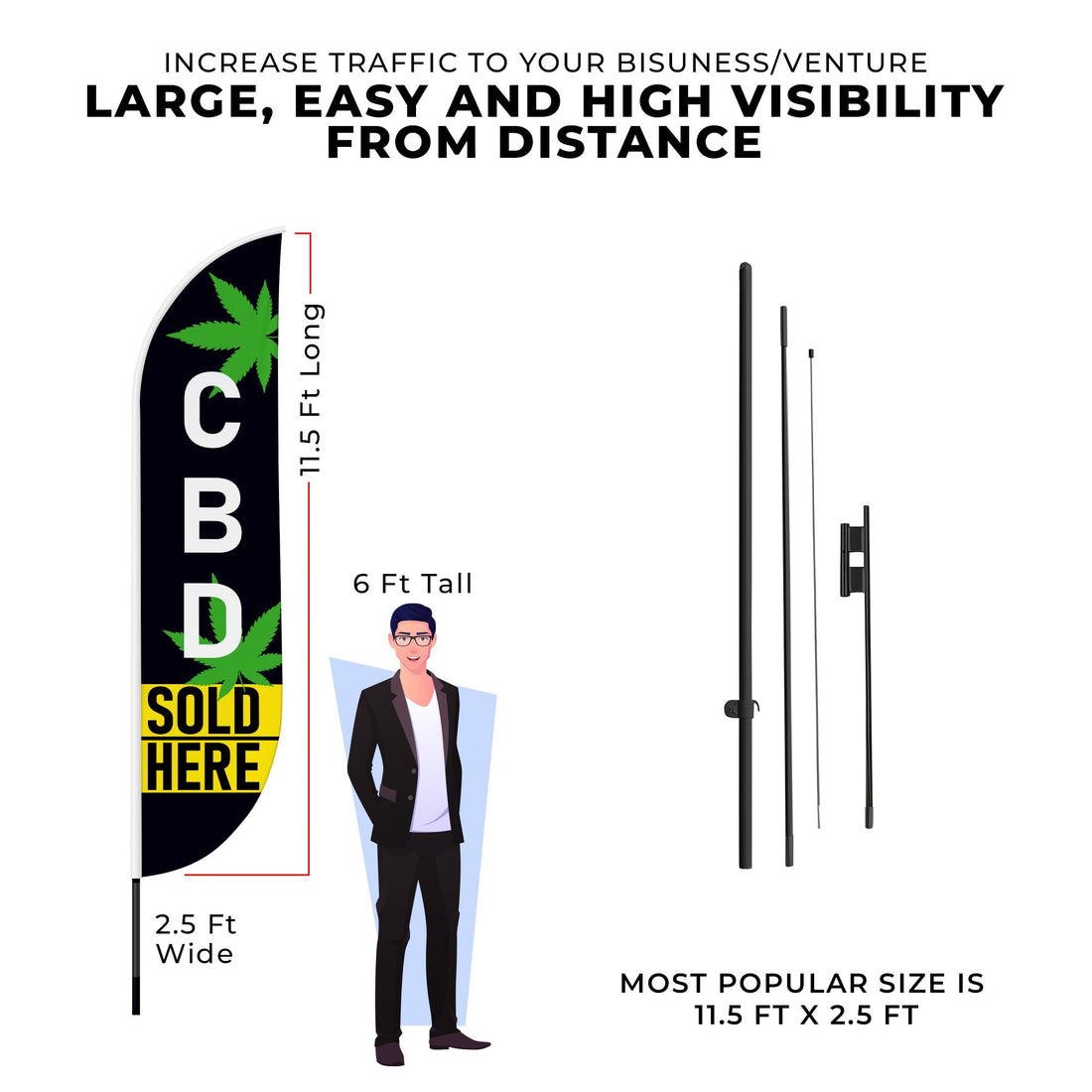 CBD SOLD HERE FEATHER FLAG