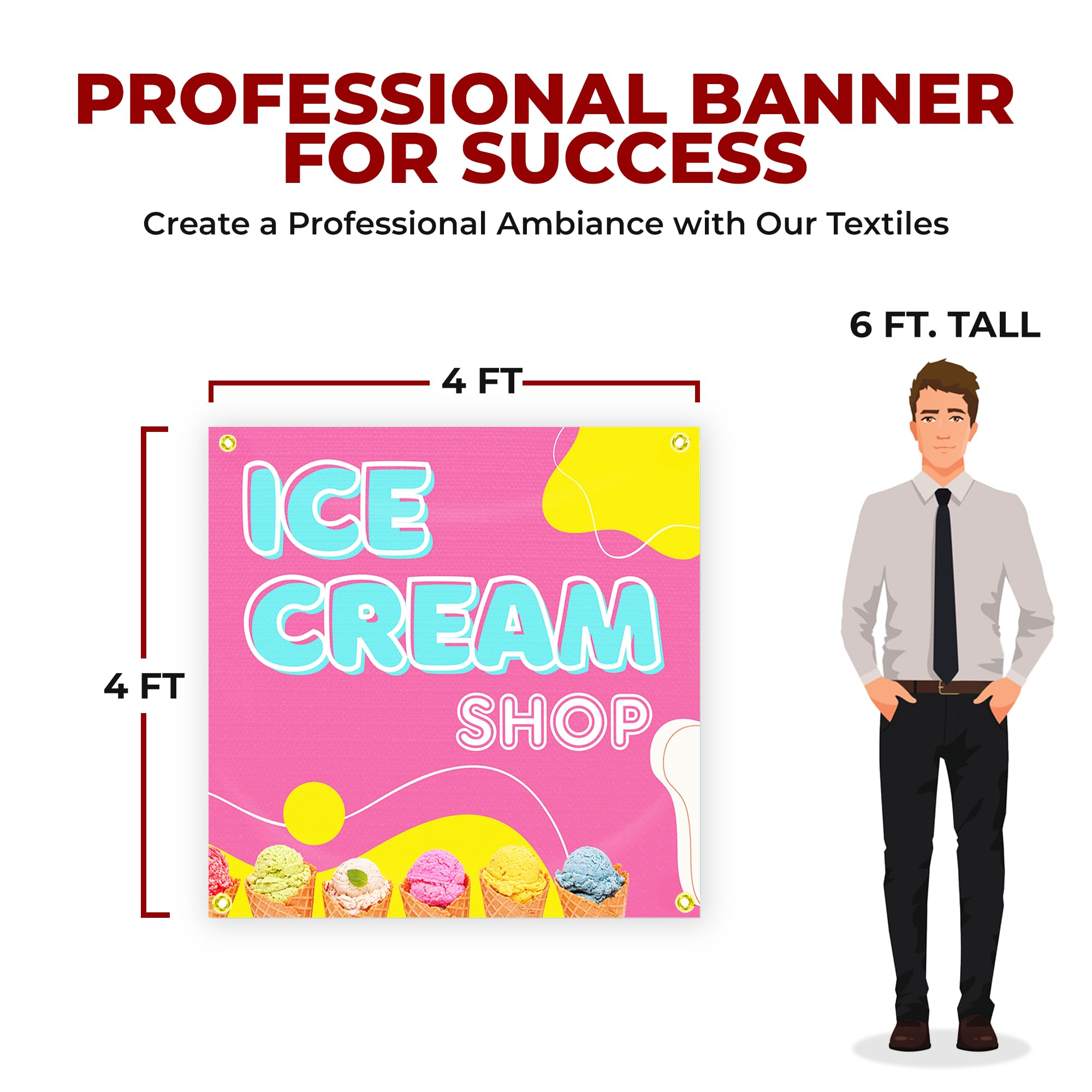 ICE CREAM SHOP LARGE BANNER
