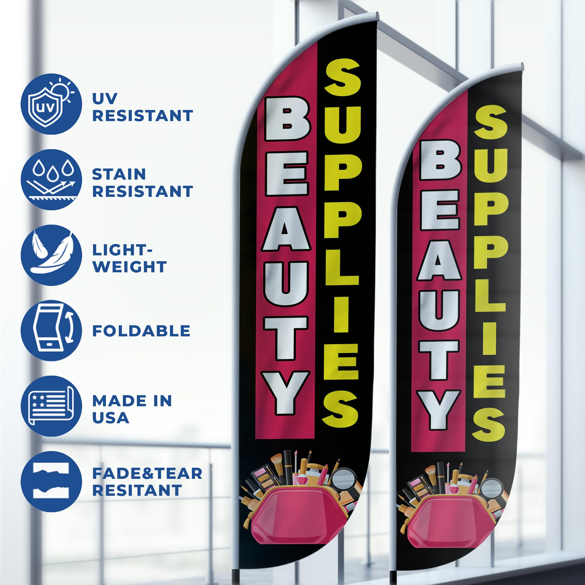 BEAUTY SUPPLIES FEATHER FLAG