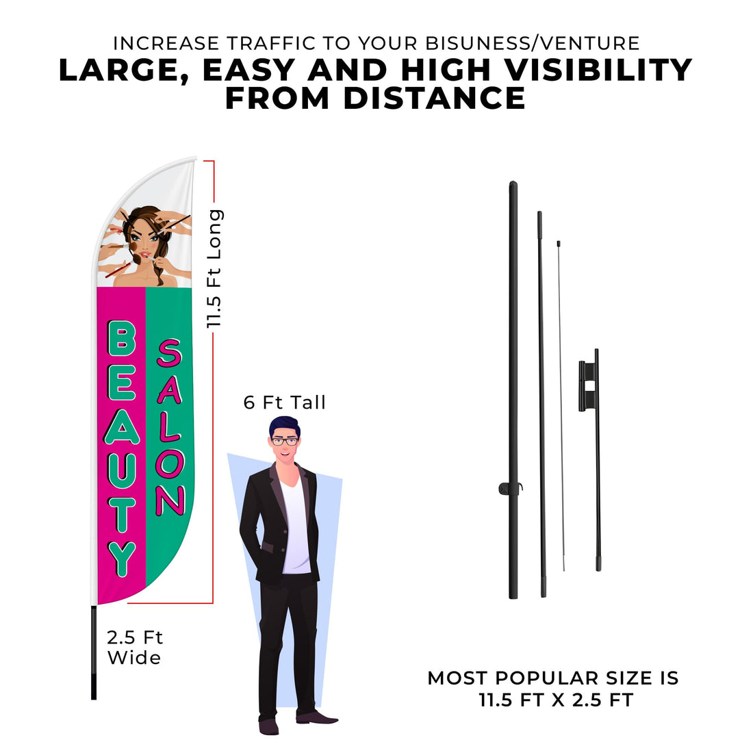 BEAUTY SALON FEATHER FLAG