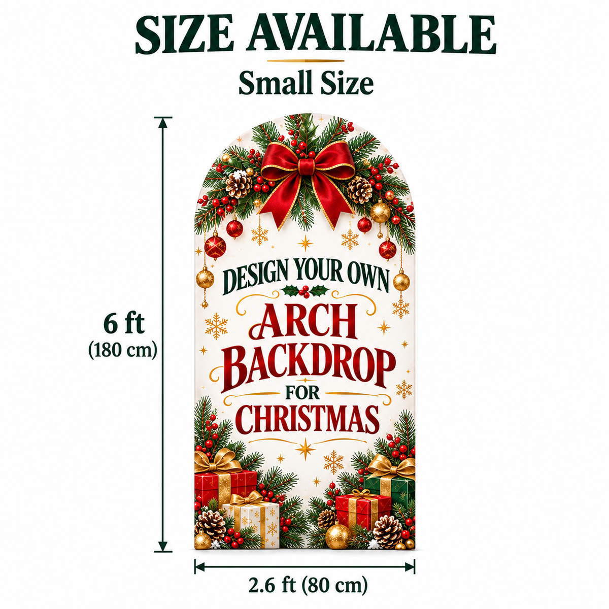 Custom Christmas Arch Backdrop Cover – Upload Your Own Design, Personalized Holiday Party Photo Backdrop, Business Logo Banner