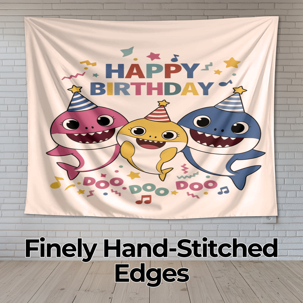 BABY SHARK BIRTHDAY WALL TAPESTRY