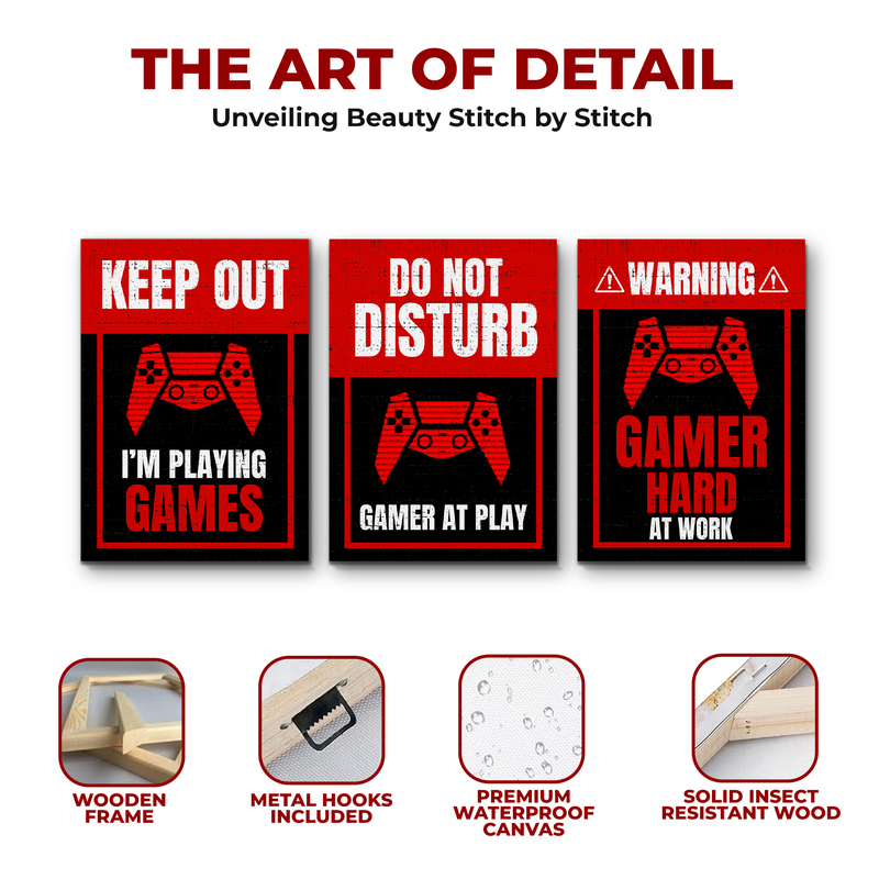 KEEP OUT I'M PLAYING GAMES CANVAS DECOR