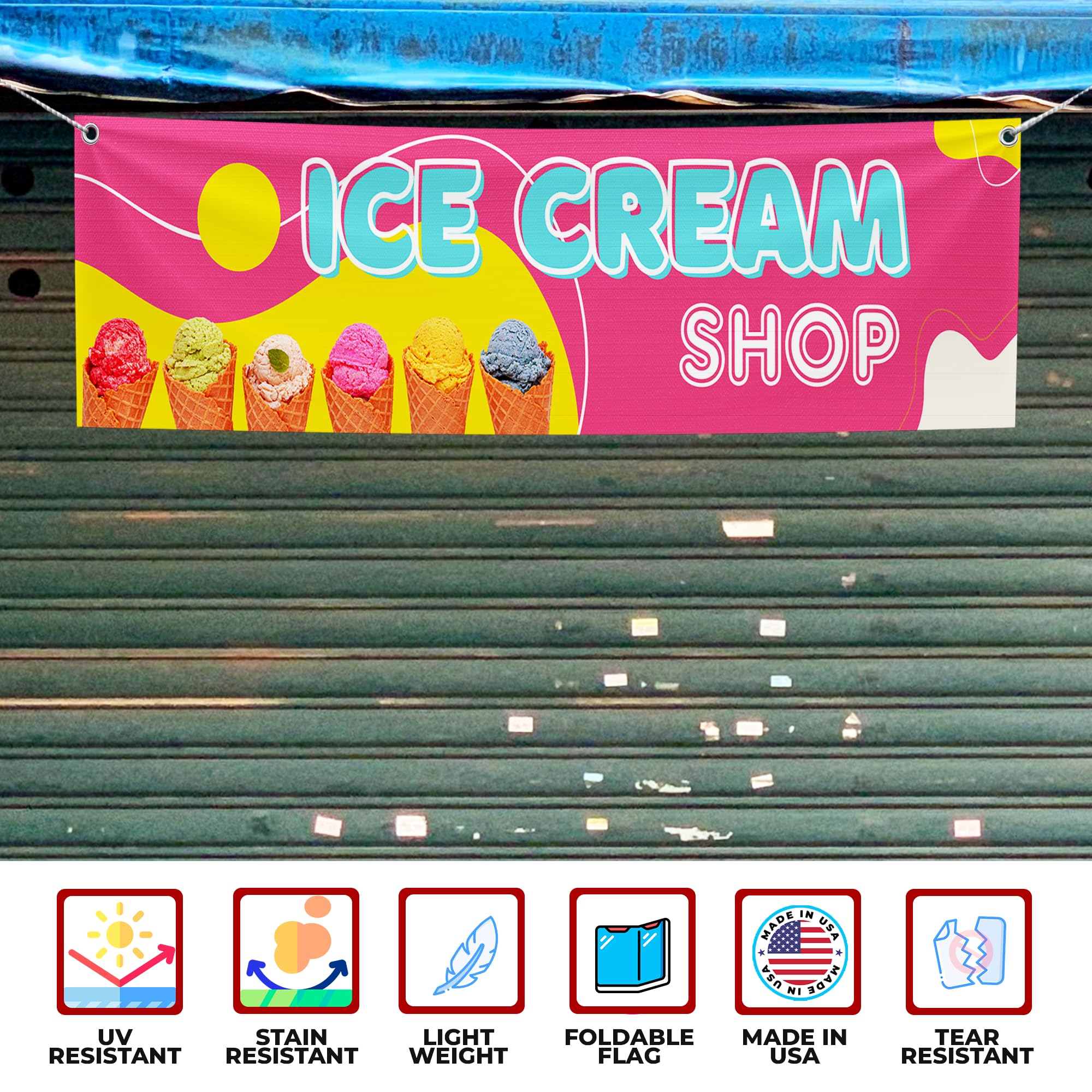 ICE CREAM SHOP LARGE BANNER