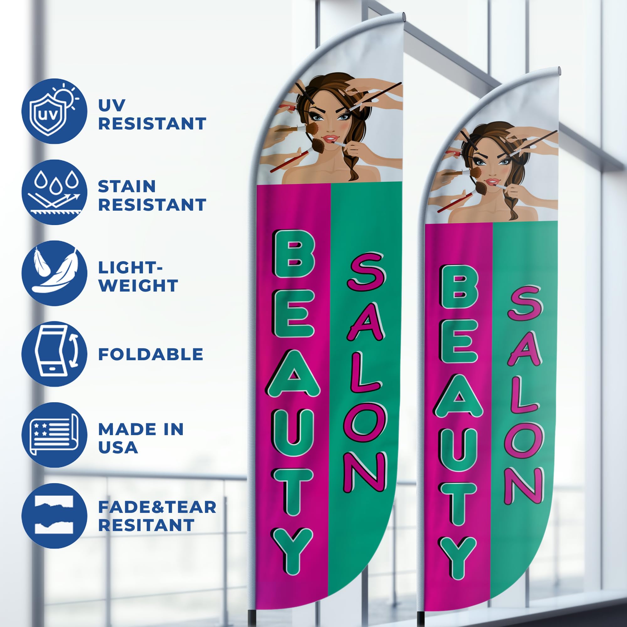 BEAUTY SALON FEATHER FLAG