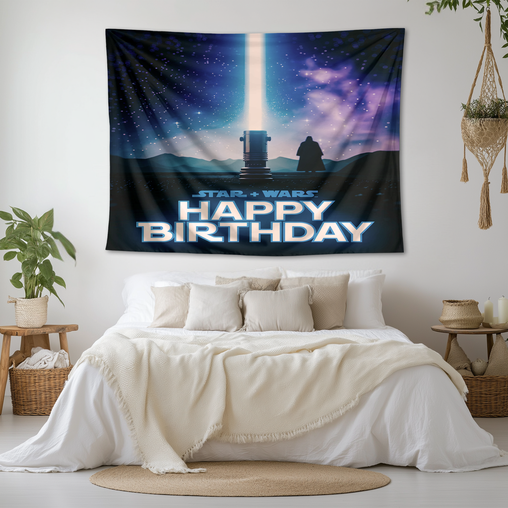 HAPPY BIRTHDAY STAR-WARS INSPIRED WALL TAPESTRY