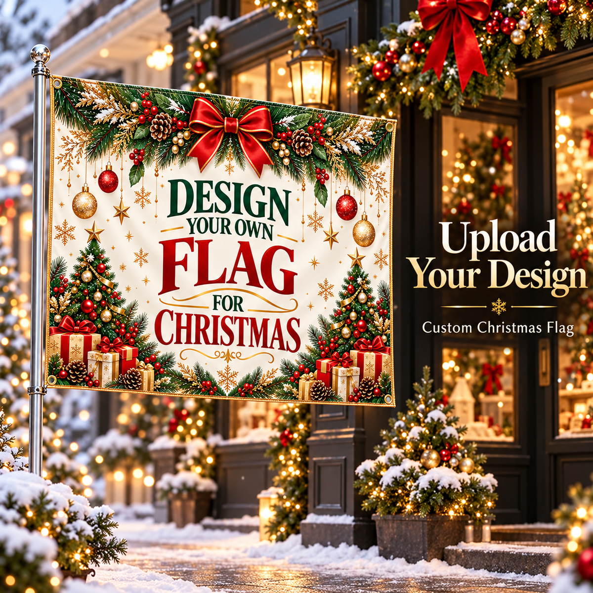 Custom Christmas Flag – Upload Your Own Design, Personalized Holiday Flag, Custom Christmas Banner, Business Logo Flag
