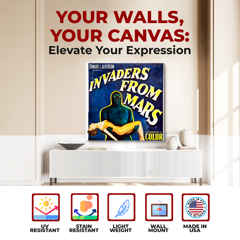 INVADERS FROM MARS VINTAGE WALL CANVAS DECOR
