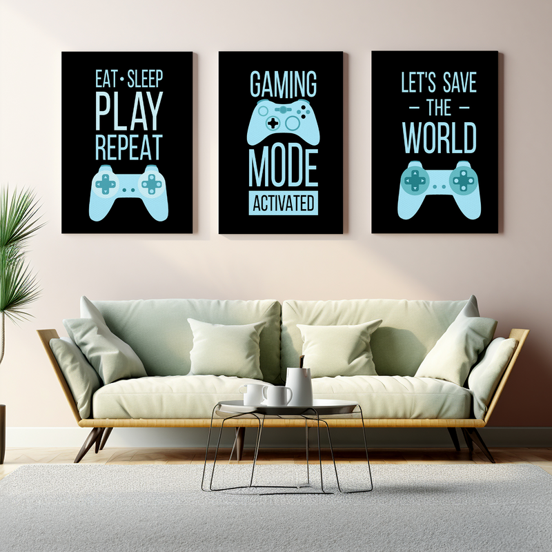 EAT SLEEP PLAY REPEAT CANVAS DECOR