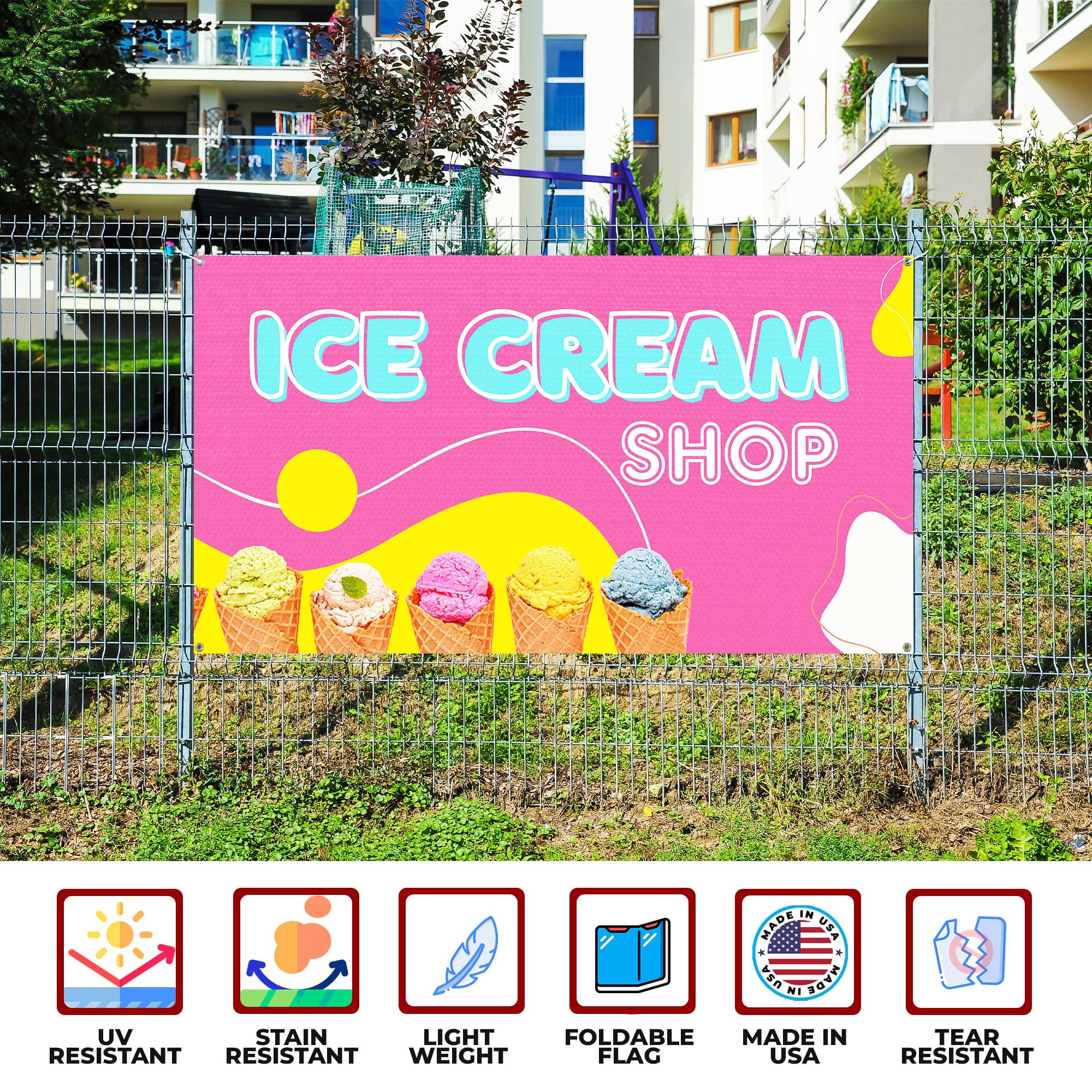ICE CREAM SHOP LARGE BANNER