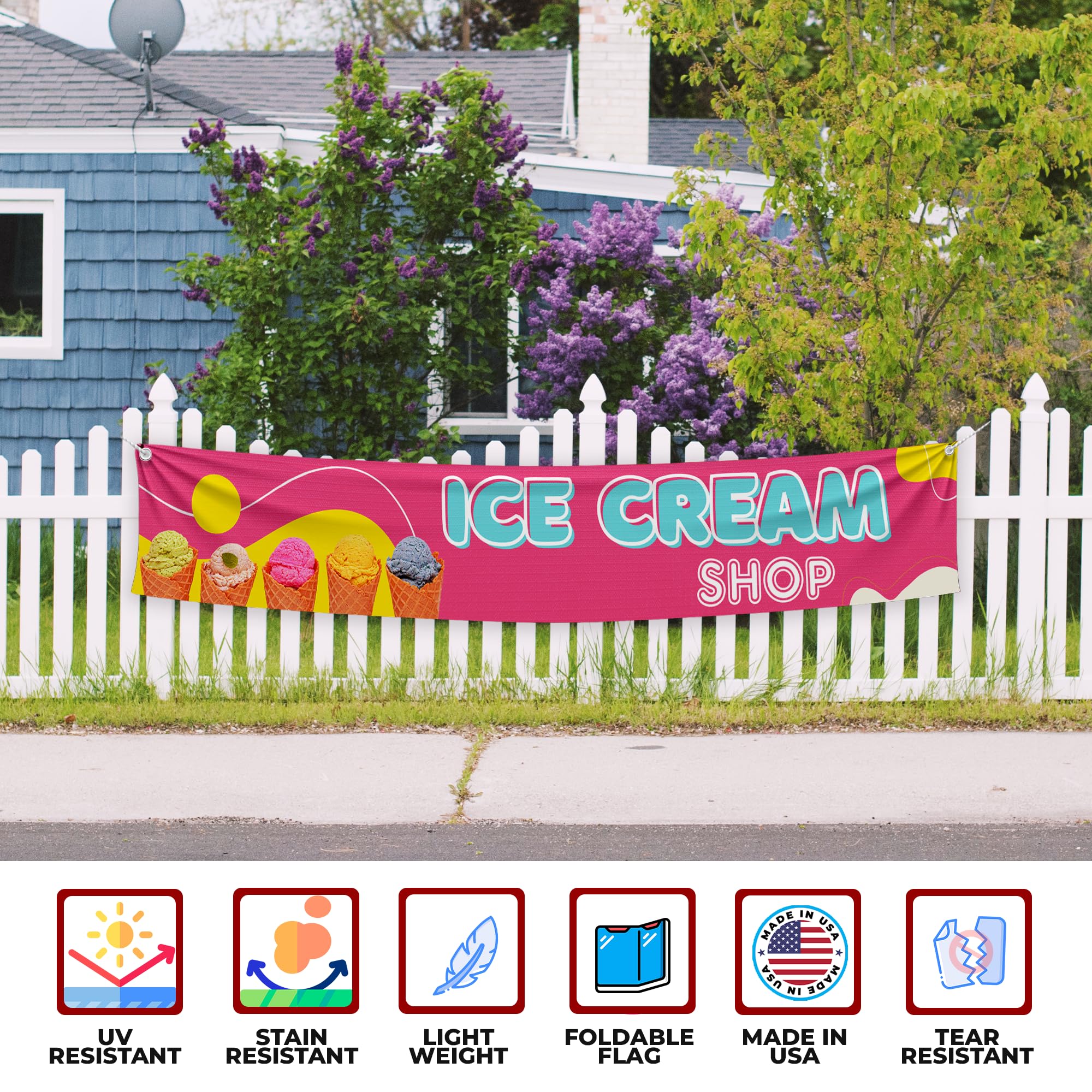 ICE CREAM SHOP LARGE BANNER