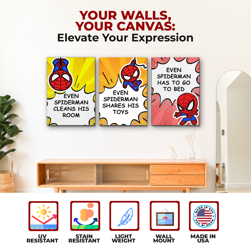 KID SPIDERMAN CARTOON CANVAS DECOR