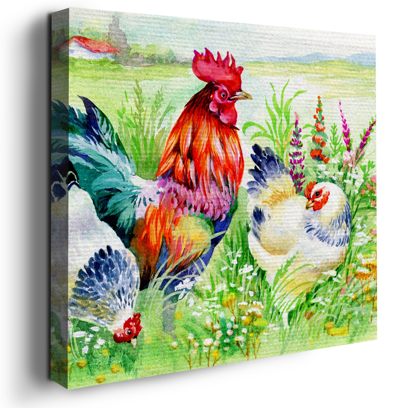 ROOSTER & HENS DECOR CANVAS