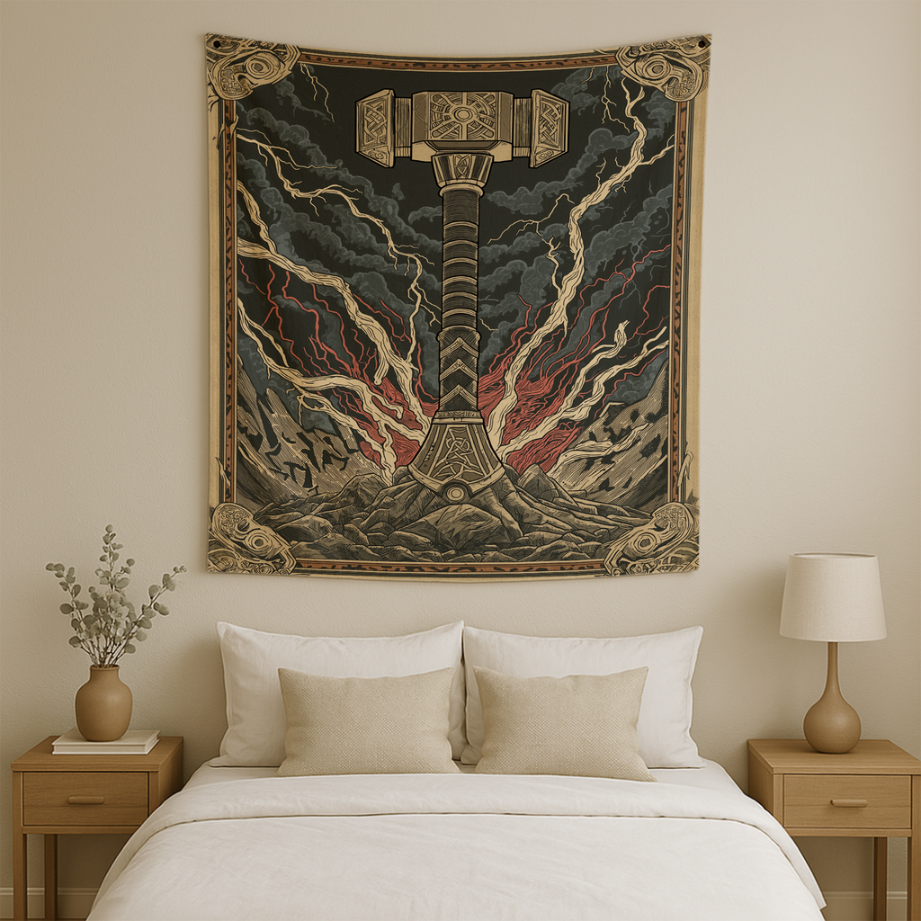 THE POWER OF MJOLNIR WALL TAPESTRY