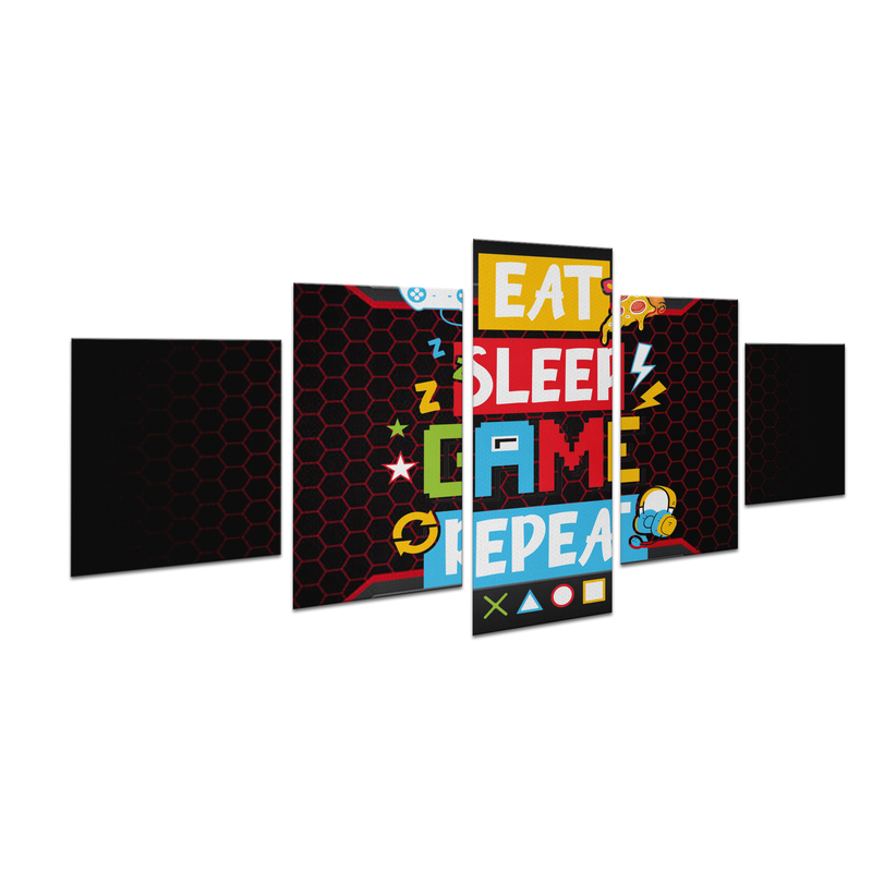 EAT, SLEEP, GAME & REPEAT WALL CANVAS