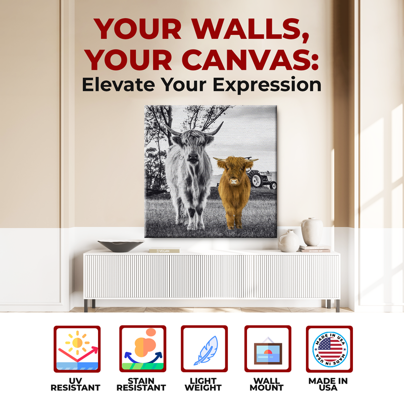 HIGHLAND COW AND CALF DECOR CANVAS